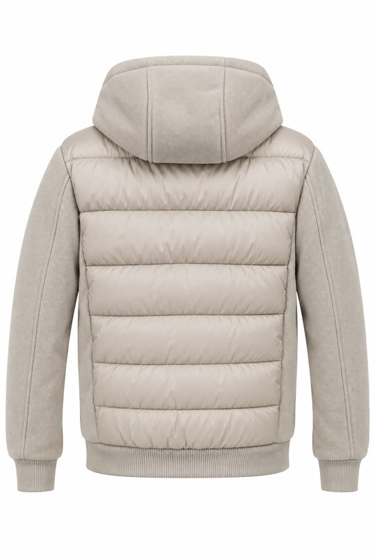 Giubbino Uomo DRESSERD con Cappuccio Smontabile e Inserti in Maglia- BEIGE CHIARO