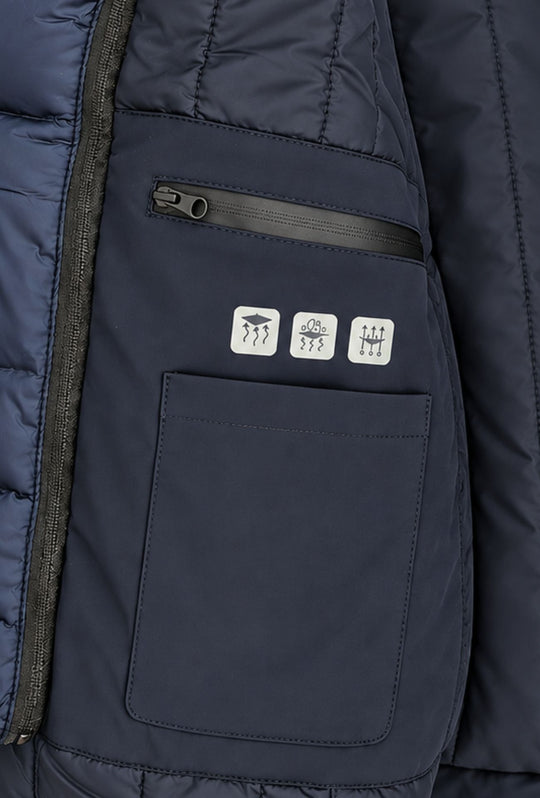 Giubbotto Uomo Tessuto Tecnico con Inserti Interni Trapuntati- BLU NAVY