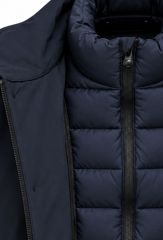 Giubbotto Uomo Tessuto Tecnico con Inserti Interni Trapuntati- BLU NAVY