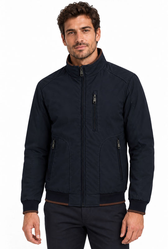 Giubbino Uomo Portocervo in Tessuto Tecnico Idrorepellente DWR Antivento invernale Senza cappuccio- BLU