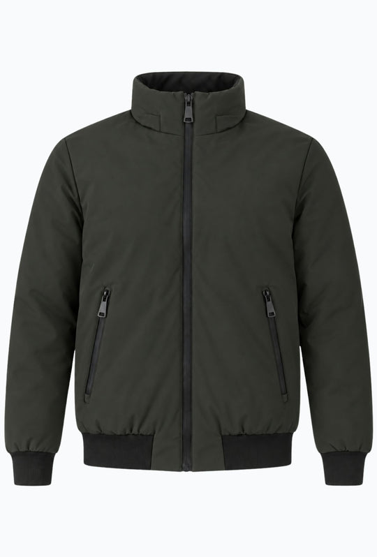 Giubbotto Uomo in Tessuto Tecnico con Cappuccio Removibile- VERDE ARMY