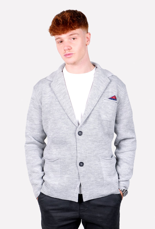 Cardigan Uomo Maglione Uomo manica Lunga Tinta Unita Giacca Maglia Dresserd - GRIGIO