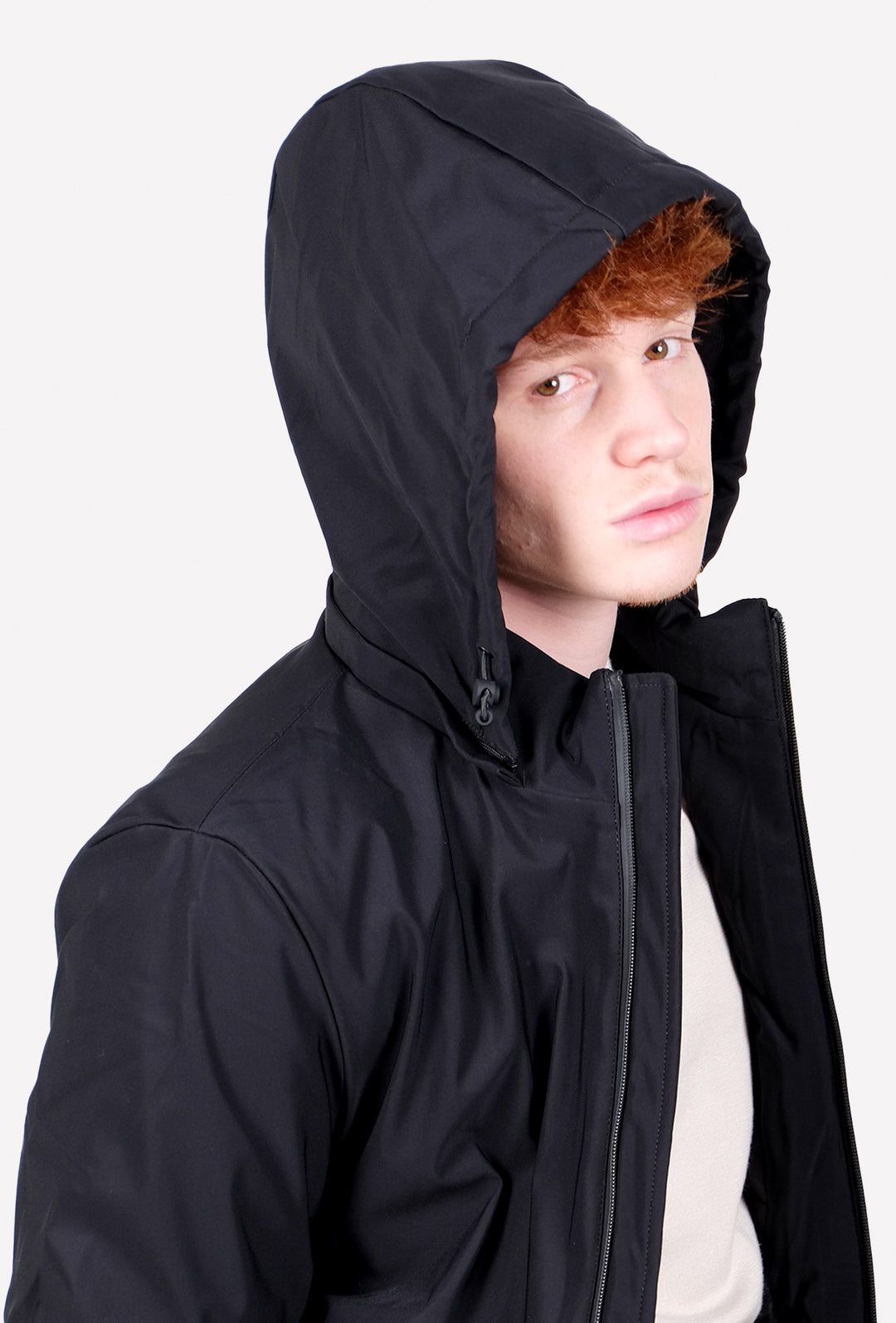 Giubbotto Uomo Tessuto tecnico Cappuccio Smontabile - NERO