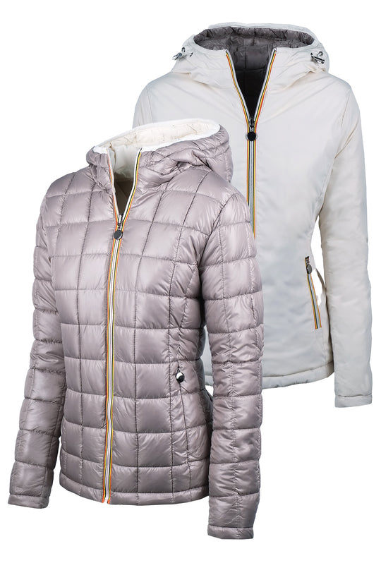 Giubbotto Donna Double Face piumino e tessuto tecnico - TORTORA/BIANCO
