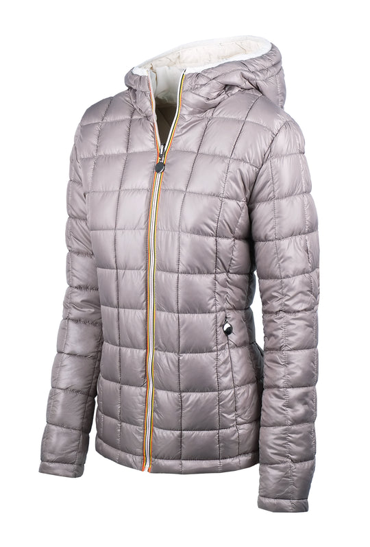 Giubbotto Donna Double Face piumino e tessuto tecnico - TORTORA/BIANCO