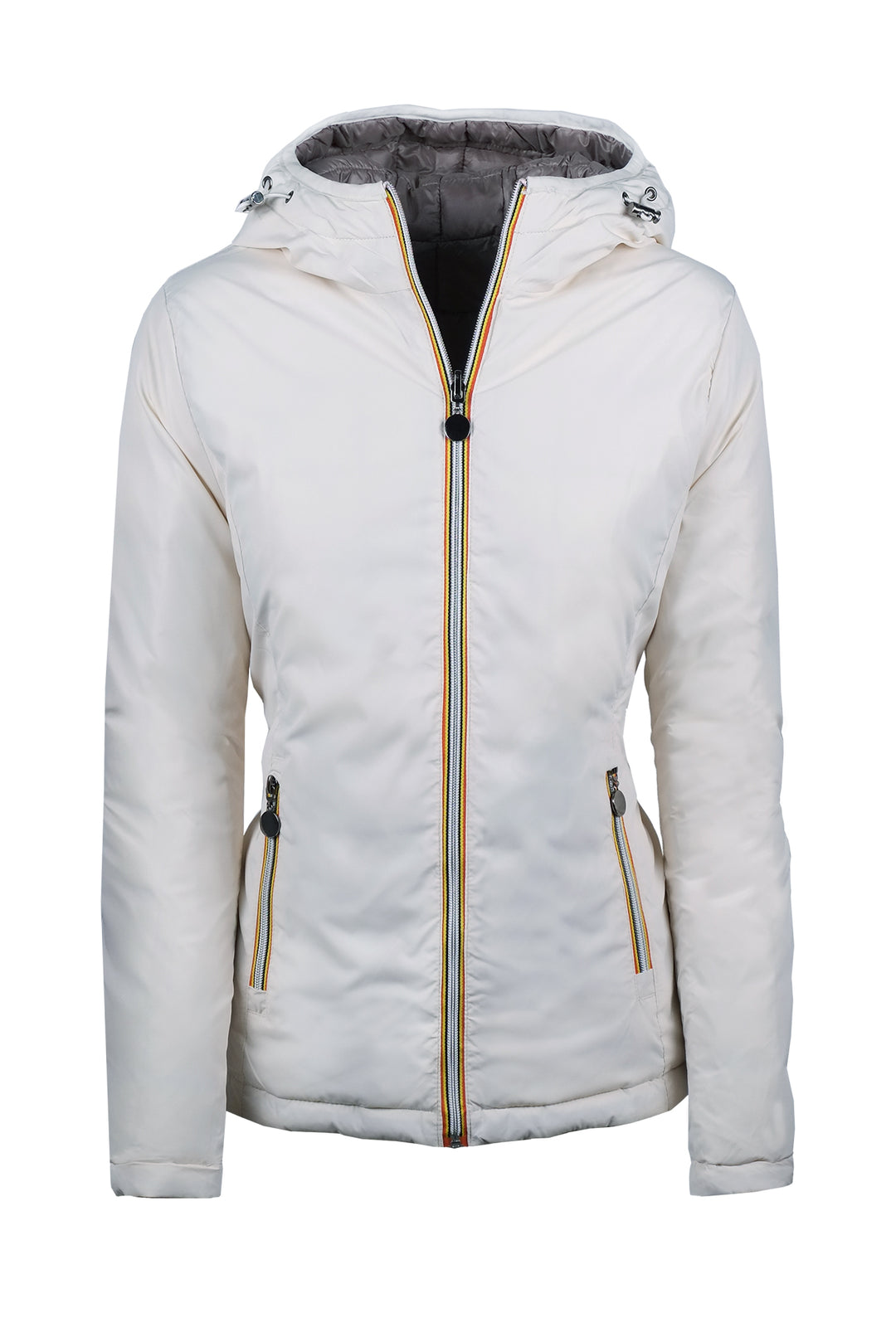 Giubbotto Donna Double Face piumino e tessuto tecnico - TORTORA/BIANCO