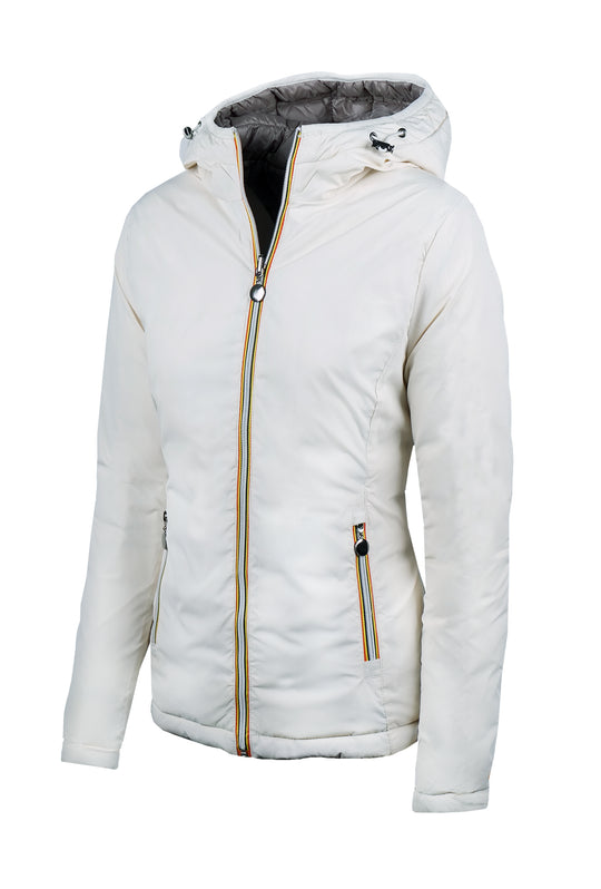 Giubbotto Donna Double Face piumino e tessuto tecnico - TORTORA/BIANCO