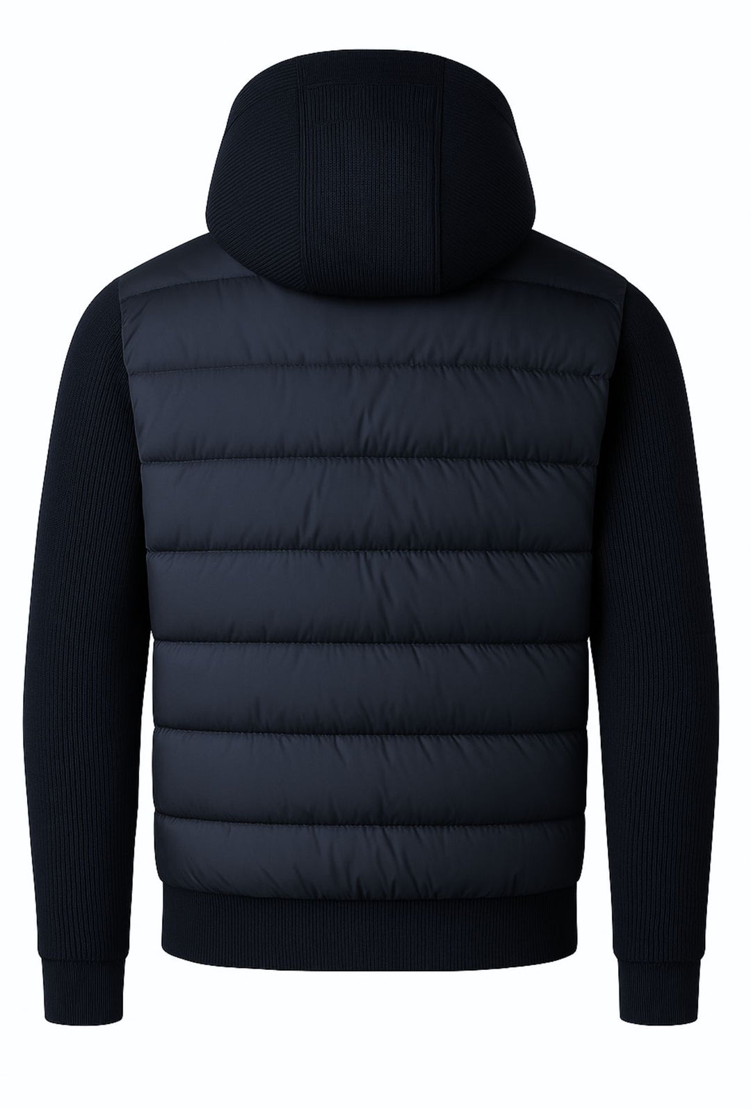 Giubbotto invernale con cappuccio smontabile maniche in tessuto - BLU