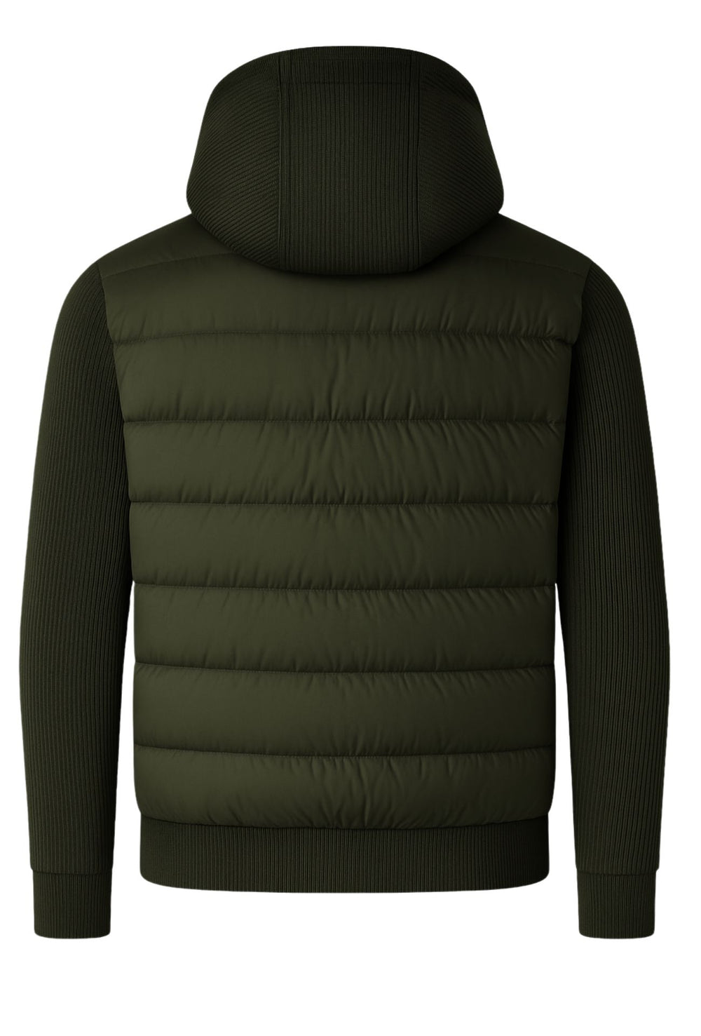 Giubbotto invernale con cappuccio smontabile maniche in tessuto - VERDE MILITARE