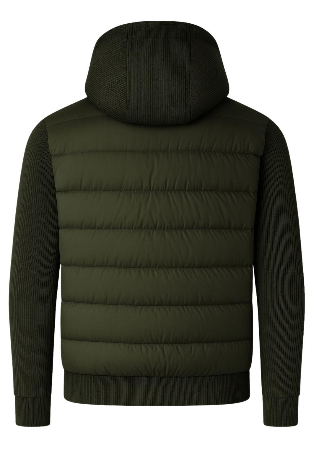 Giubbotto invernale con cappuccio smontabile maniche in tessuto - VERDE MILITARE