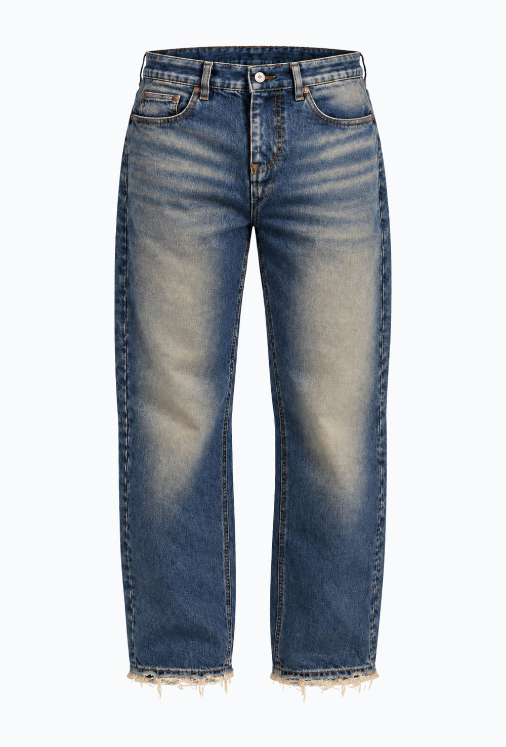 Jeans uomo Baggy effetto vintage Vestibilità Over Fondo Ampio Sfrangiato-  BLU VINTAGE