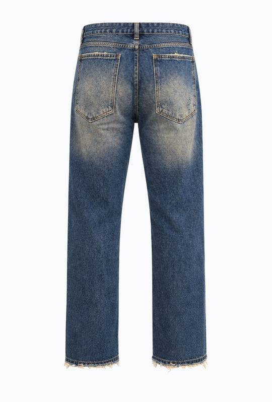 Jeans uomo Baggy effetto vintage Vestibilità Over Fondo Ampio Sfrangiato-  BLU VINTAGE