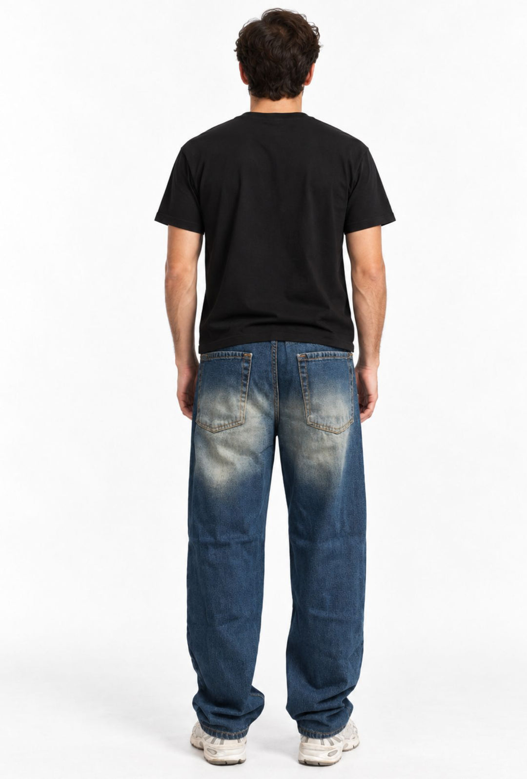 Jeans uomo baggy con lavaggio effetto vintage Vestibilità Over- BLU DENIM