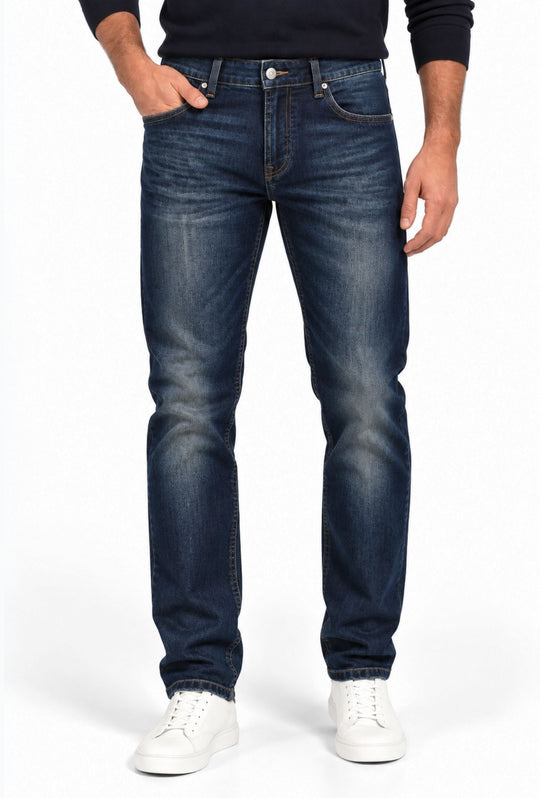 Jeans Uomo Regular Fit Effetto Sfumato DRESSERD 5 tasche – LAVAGGIO BLU SCURO