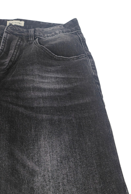 Jeans Uomo effetto slavato 5 Tasche- NERO