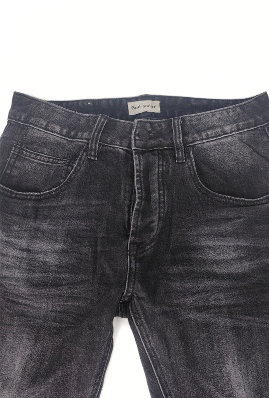 Jeans Uomo effetto slavato 5 Tasche- NERO
