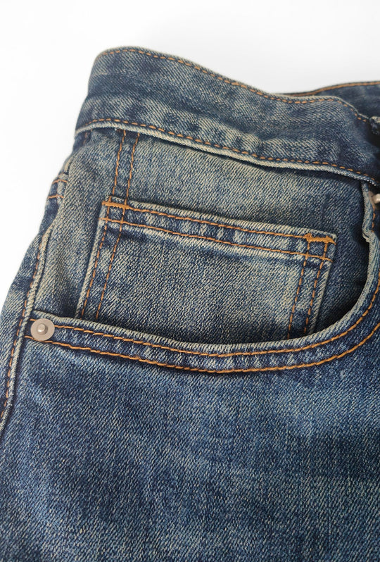 Jeans uomo 5  tasche lavaggio vintage  Regular Fit- BLU DENIM