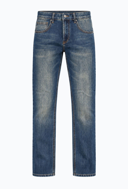 Jeans uomo 5  tasche lavaggio vintage  Regular Fit- BLU DENIM