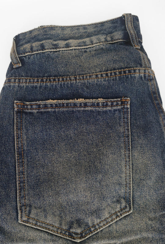 Jeans uomo Baggy effetto vintage Vestibilità Over Fondo Ampio Sfrangiato-  BLU VINTAGE