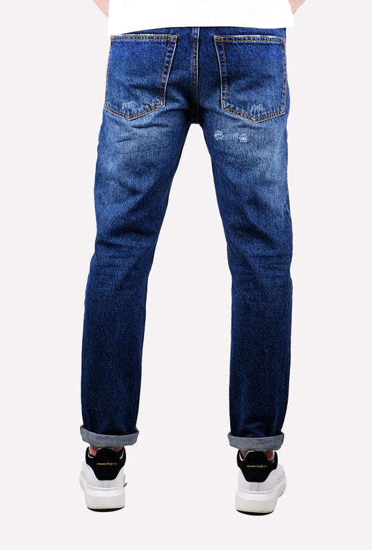 Jeans uomo tela fissa pantalone con strappi cropped Dresserd