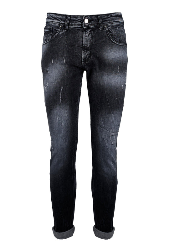 Jeans Uomo Nero con sfumature Pantalone Slim fit - NERO