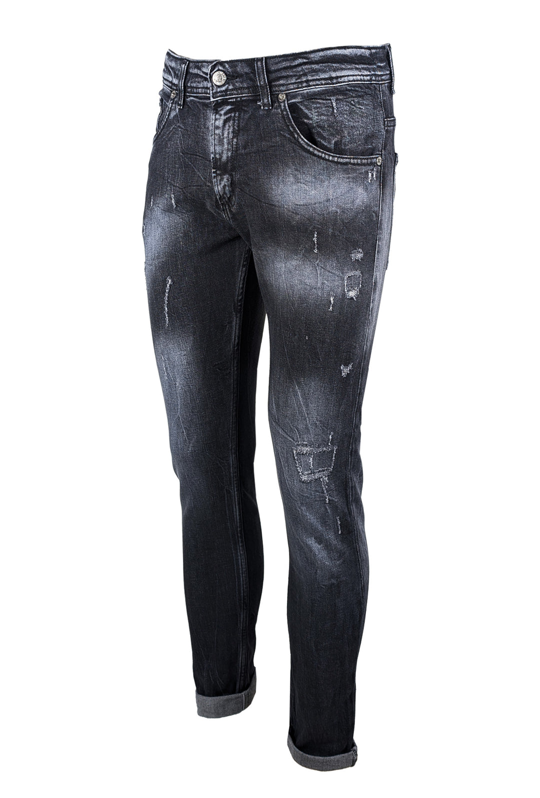 Jeans Uomo Nero con sfumature Pantalone Slim fit - NERO