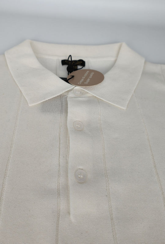 Polo uomo in crepe di cotone Dresserd a maglia - BIANCO