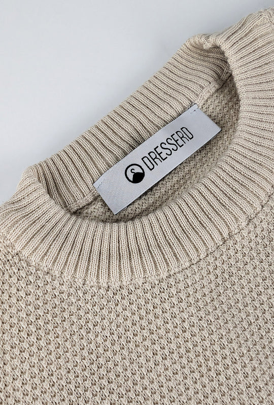 Maglione uomo girocollo Trama lavorata, semi slim fit - BEIGE