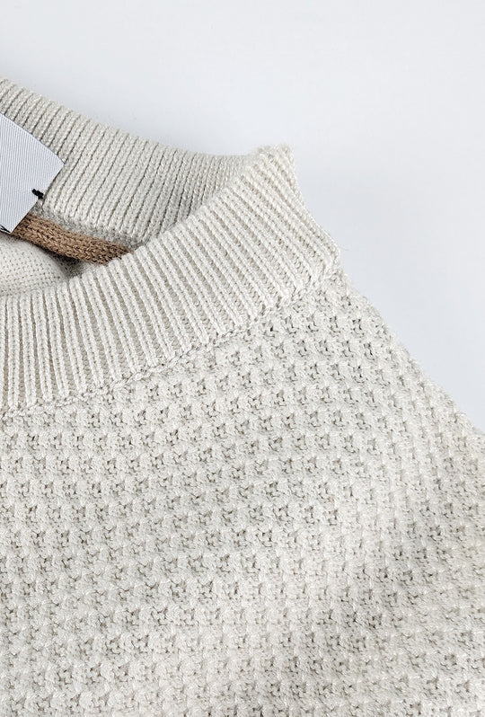 Maglioncino uomo trama lavorata con toppe - BEIGE CHIARO