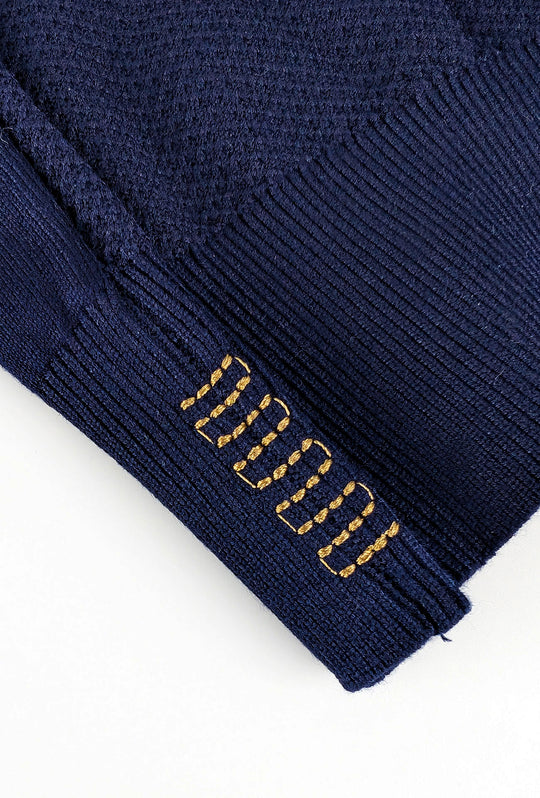 Maglioncino uomo trama lavorata con toppe - BLU