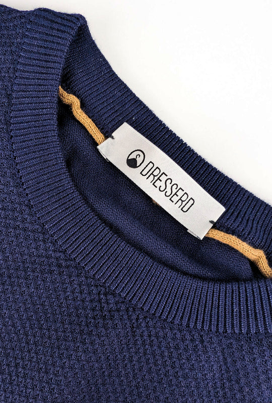 Maglioncino uomo trama lavorata con toppe - BLU