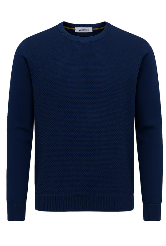 Maglioncino uomo trama lavorata con toppe - BLU