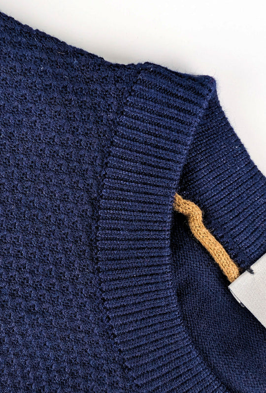 Maglioncino uomo trama lavorata con toppe - BLU