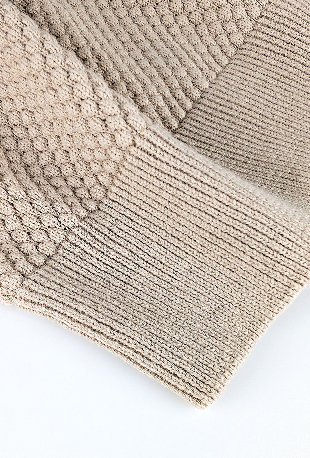 Maglia uomo maglioncino girocollo cotone trama nido d'ape - BEIGE