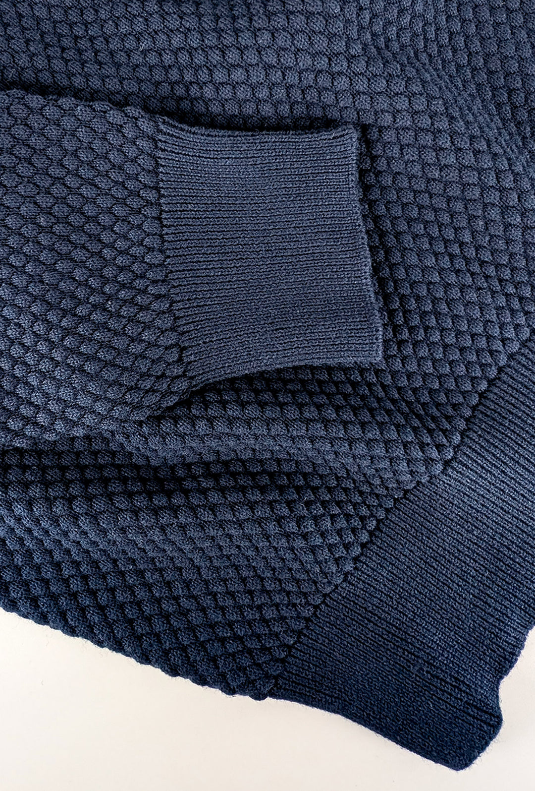 Maglia uomo maglioncino girocollo cotone trama nido d'ape - BLU