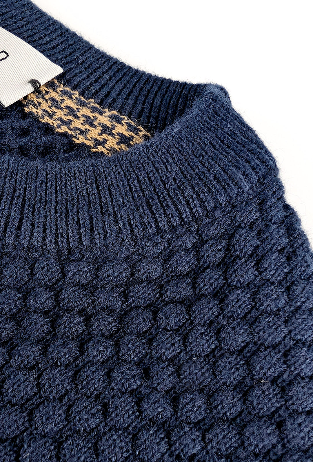 Maglia uomo maglioncino girocollo cotone trama nido d'ape - BLU