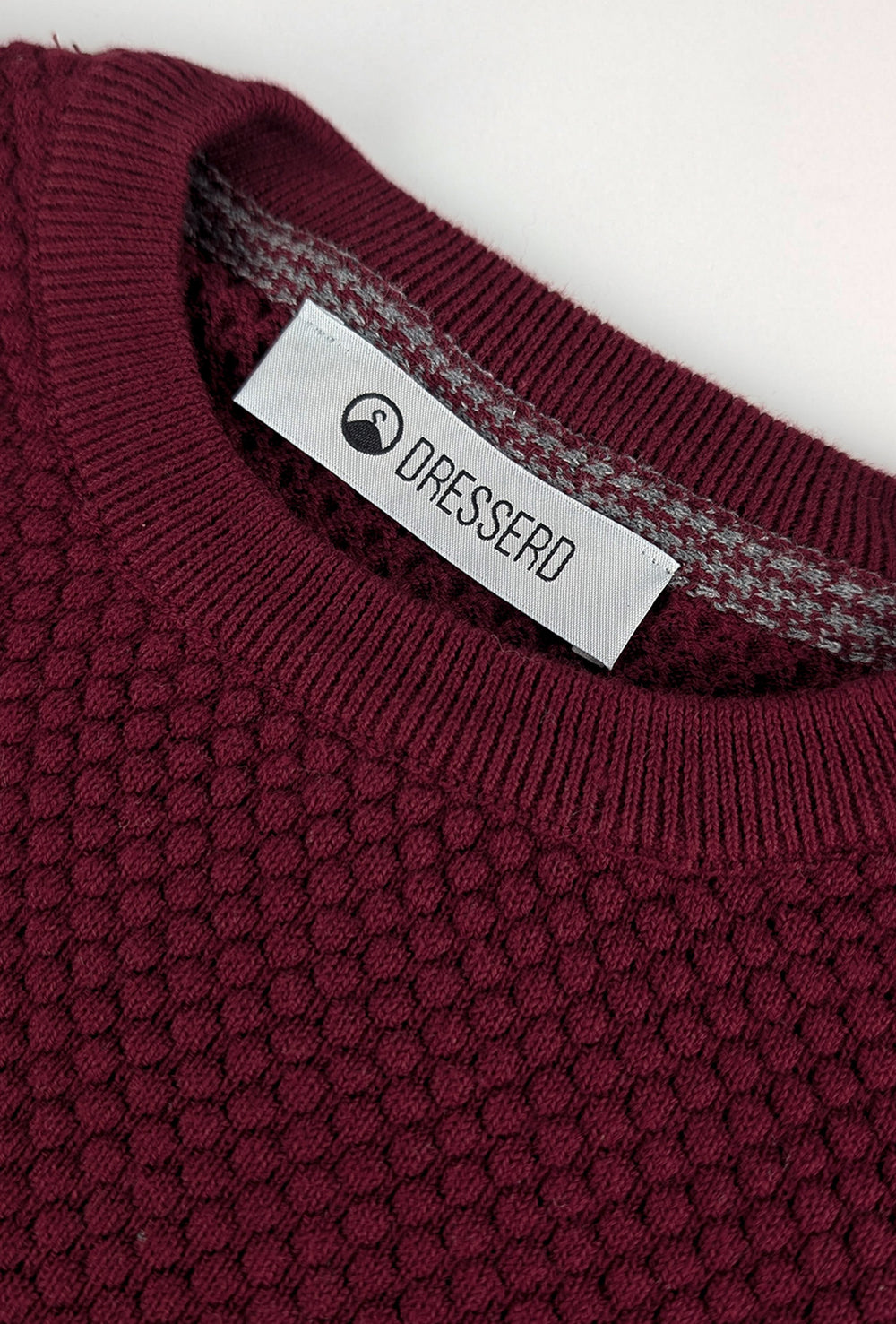 Maglia uomo maglioncino girocollo cotone trama nido d'ape - BORDEAUX