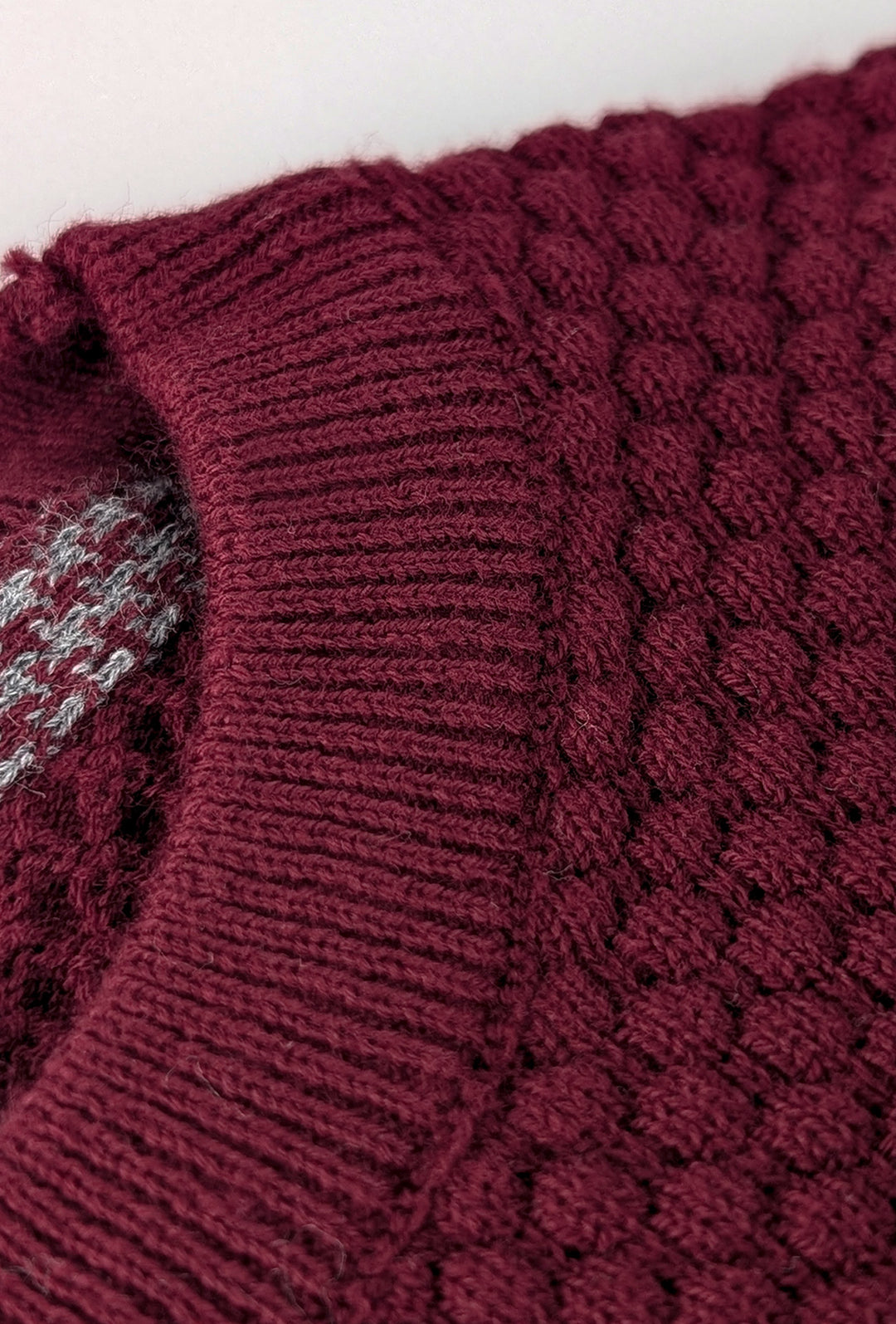 Maglia uomo maglioncino girocollo cotone trama nido d'ape - BORDEAUX