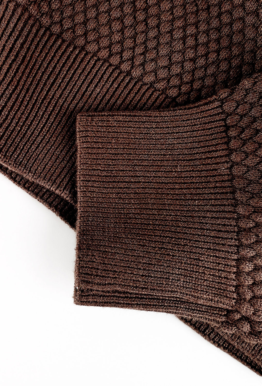 Maglia uomo maglioncino girocollo cotone trama nido d'ape - MARRONE