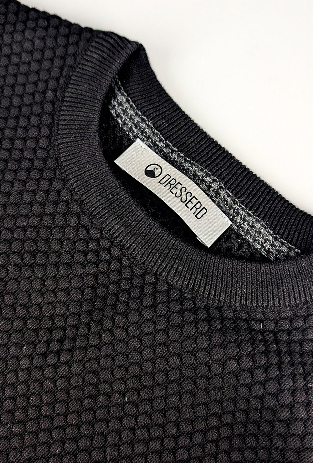 Maglia uomo maglioncino girocollo cotone trama nido d'ape - NERO