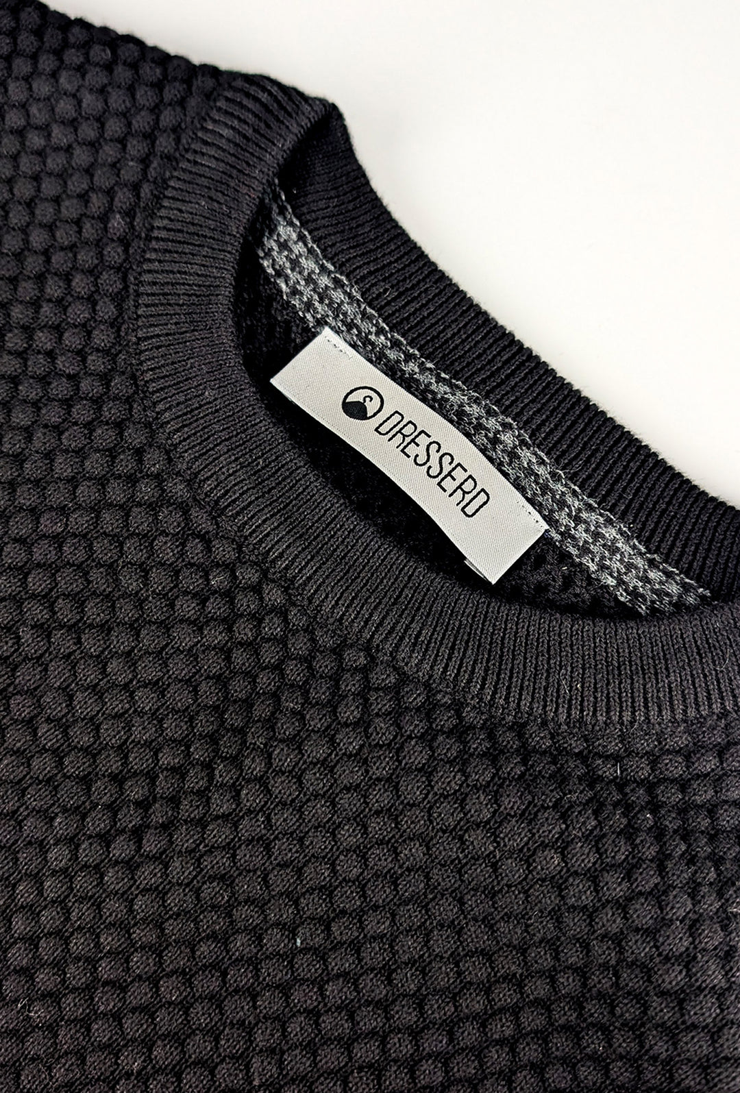 Maglia uomo maglioncino girocollo cotone trama nido d'ape - NERO