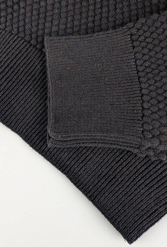 Maglia uomo maglioncino girocollo cotone trama nido d'ape - NERO
