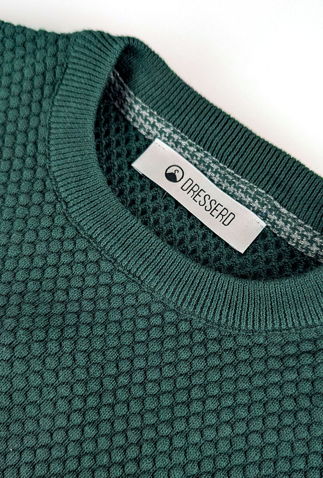 Maglia uomo maglioncino girocollo cotone trama nido d'ape - VERDE