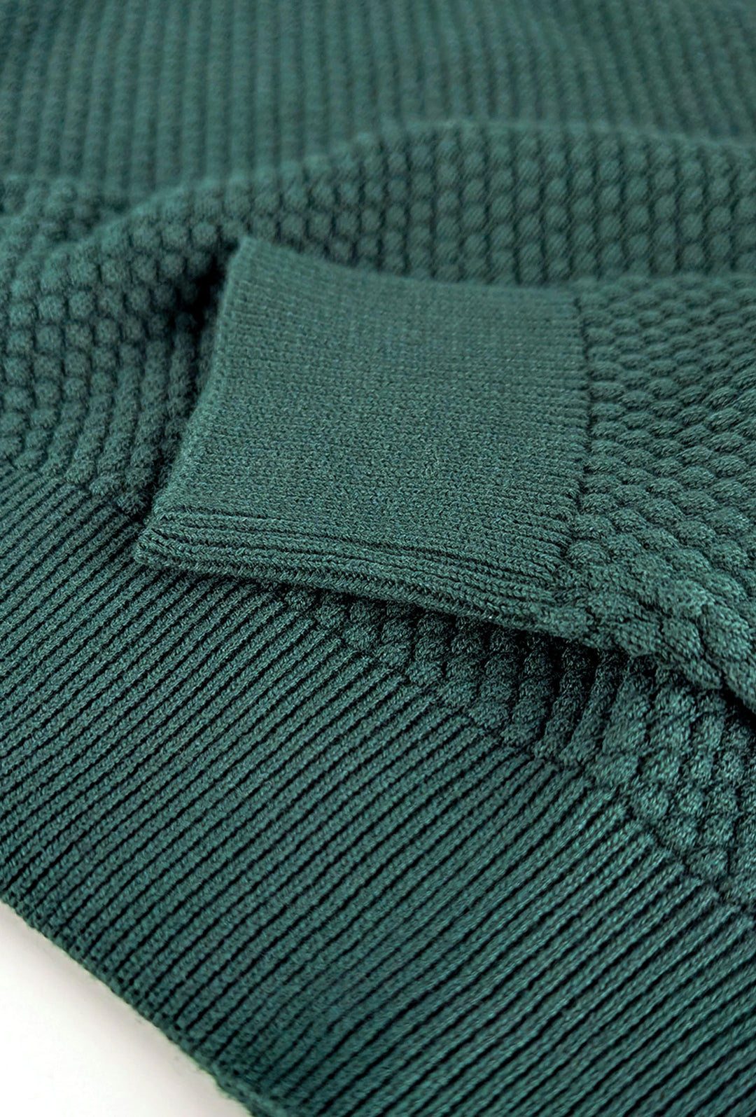 Maglia uomo maglioncino girocollo cotone trama nido d'ape - VERDE