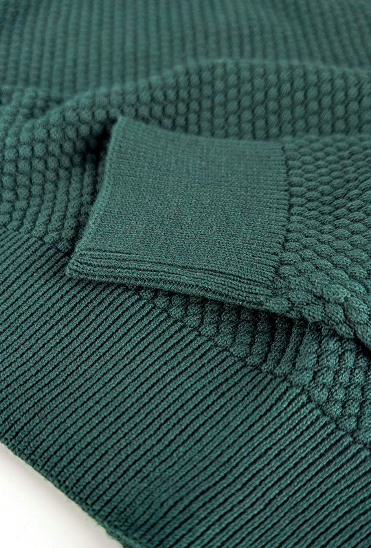 Maglia uomo maglioncino girocollo cotone trama nido d'ape - VERDE