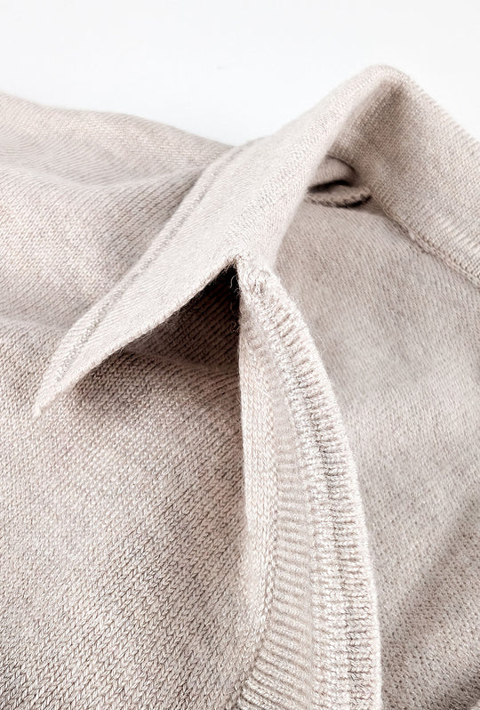 Maglioncino Polo uomo senza bottone Dresserd manica lunga - BEIGE