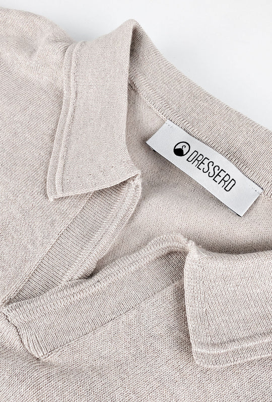Maglioncino Polo uomo senza bottone Dresserd manica lunga - BEIGE