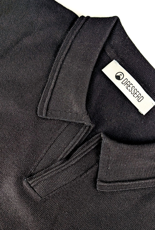 Maglioncino Polo uomo senza bottone Dresserd manica lunga - NERO