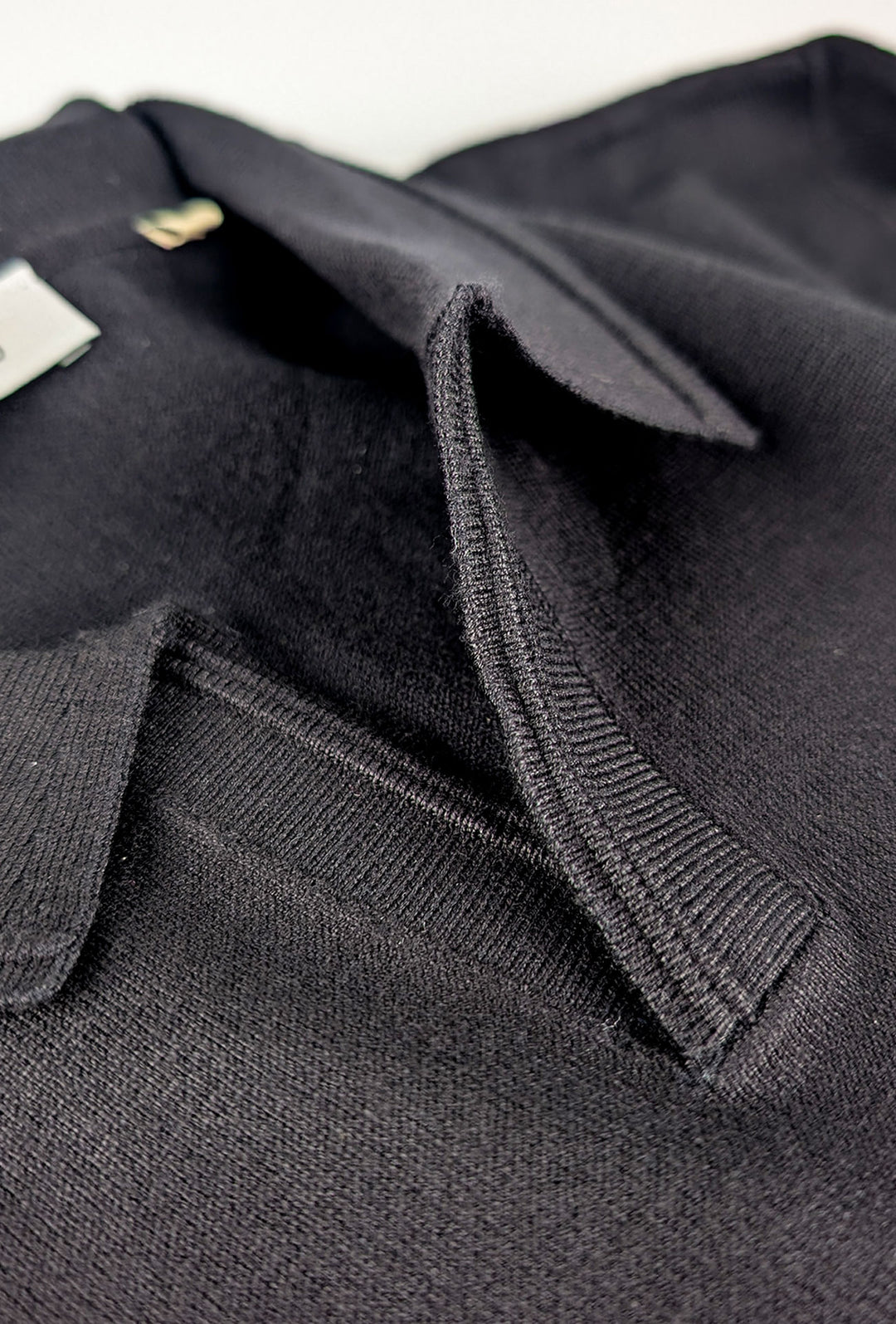 Maglioncino Polo uomo senza bottone Dresserd manica lunga - NERO