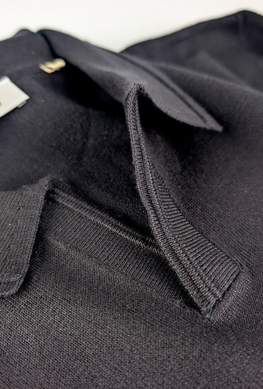 Maglioncino Polo uomo senza bottone Dresserd manica lunga - NERO